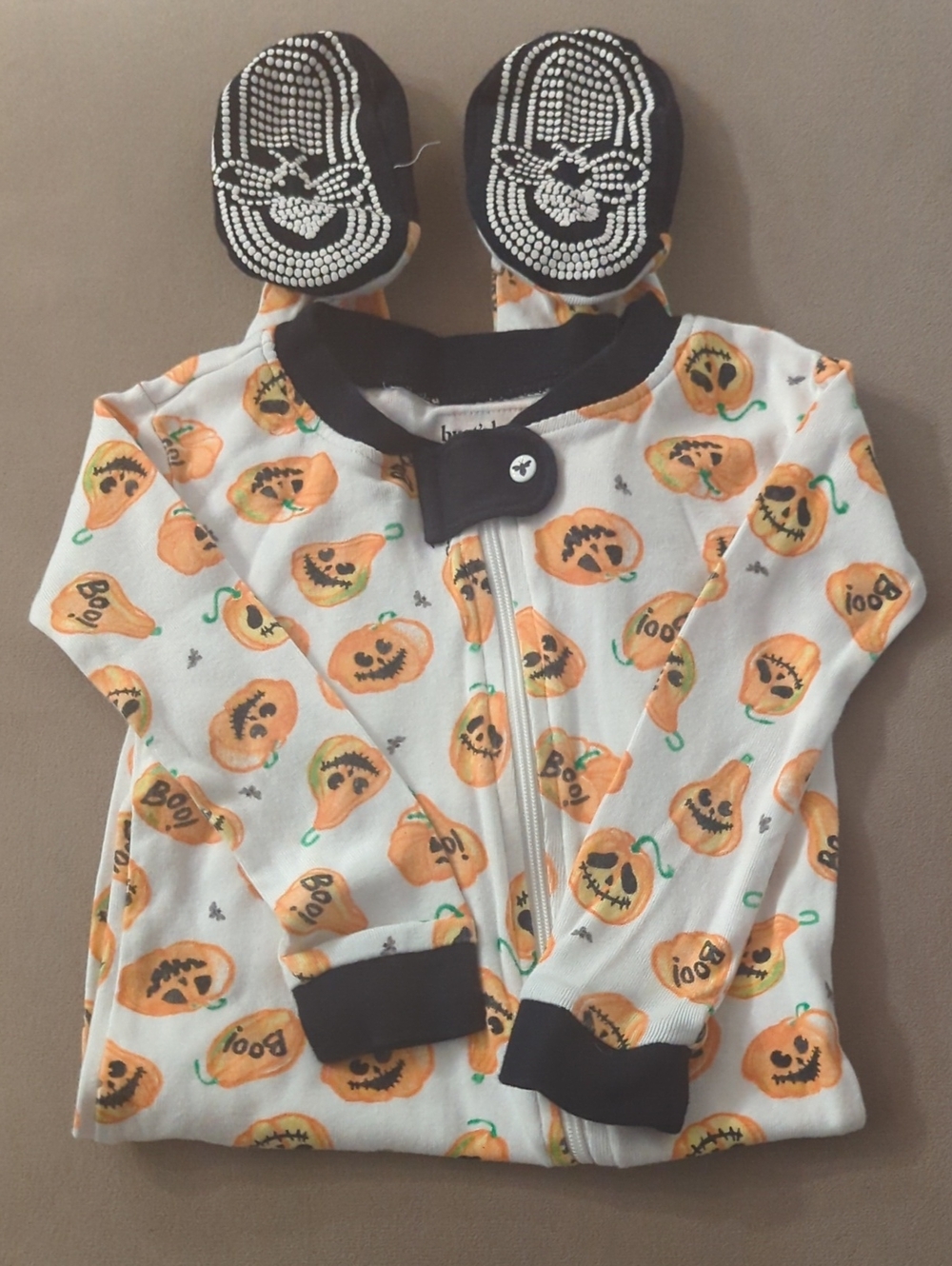 Burt's Bees Baby 12M Jack O Lantern Print Halloween Sleeper Organic Cotton